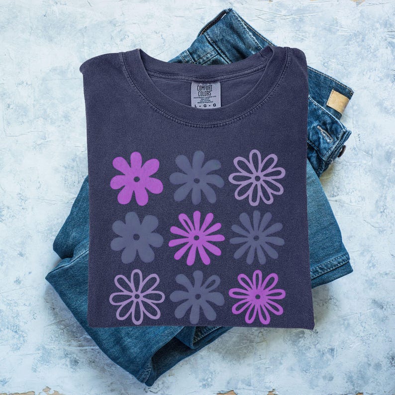 Retro Flowers Shirt Boho Floral Comfort Colors® Tee, Pressed Wildflower Oversized Summer Botanical Shirt Gift image 5