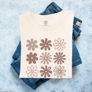 Retro Flowers Shirt Boho Floral Comfort Colors® Tee, Pressed Wildflower Oversized Summer Botanical Shirt Gift image 4