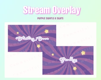 Purple Swirls & Stars Twitch Overlay Bundle