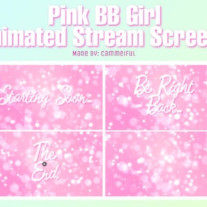 Pink BB Girl Animated Stream Screens