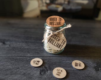 Bored to Brilliant Jar – 26 Activity Tokens for Kids – Summer Boredom Buster Expansion Pack
