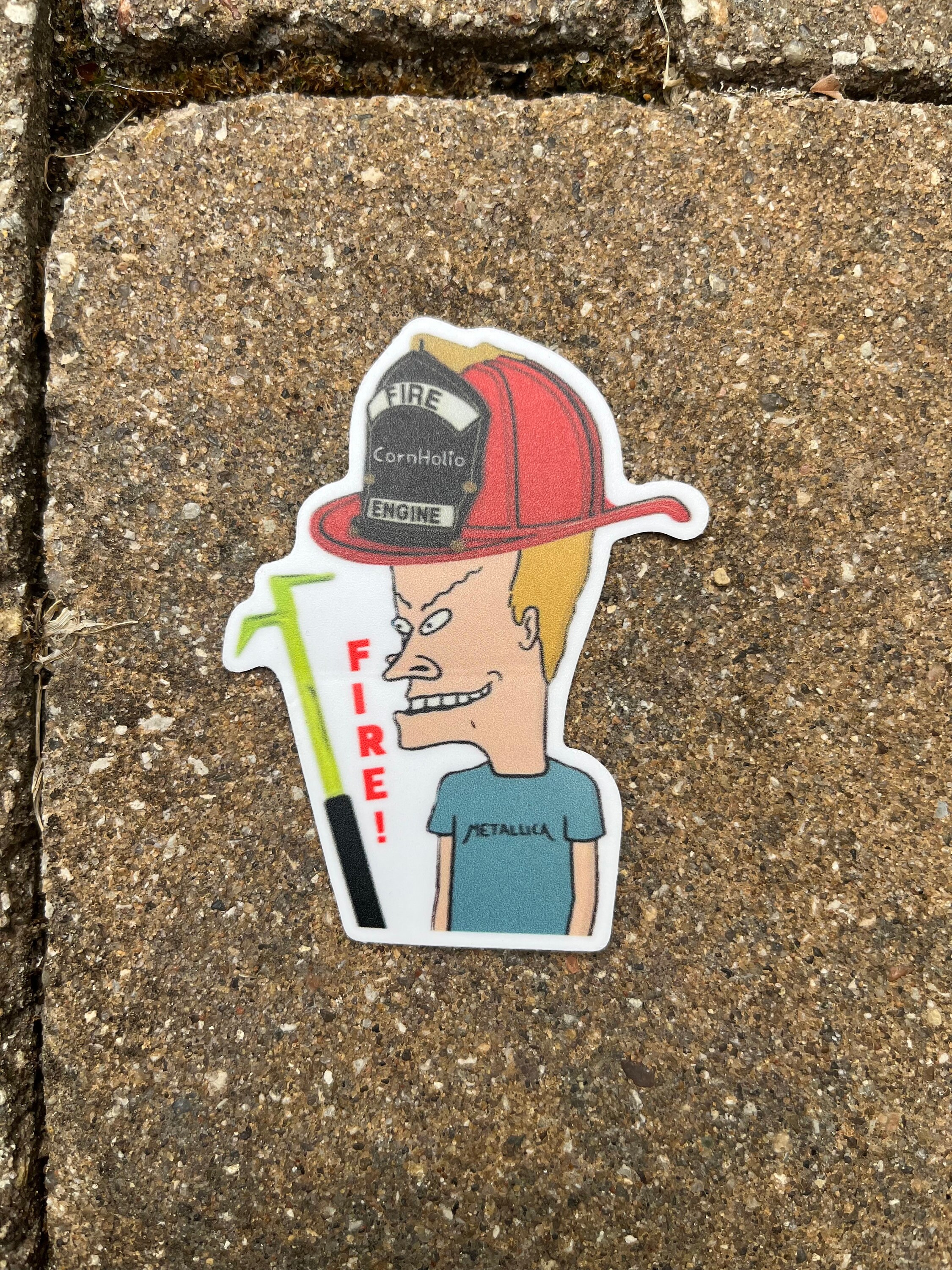 Firefighter Beavis Sticker. the Great Cornholio. Firefighter Sticker