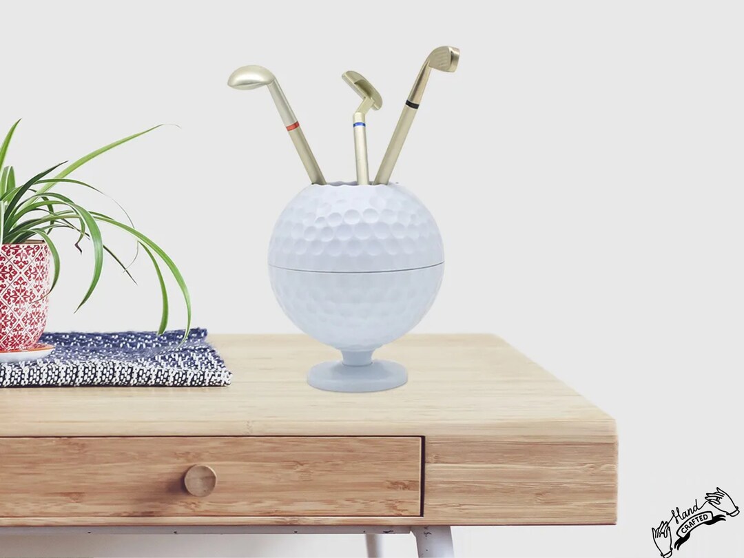 Mini Golf Ball Pencil Holder With Golf Club Pens Desk Accessories Pen