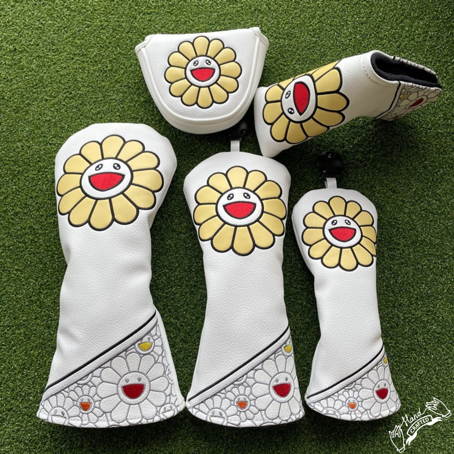 Lucky Sunflower Headcovers Murakami Flower, Driver Headcover, Fairway