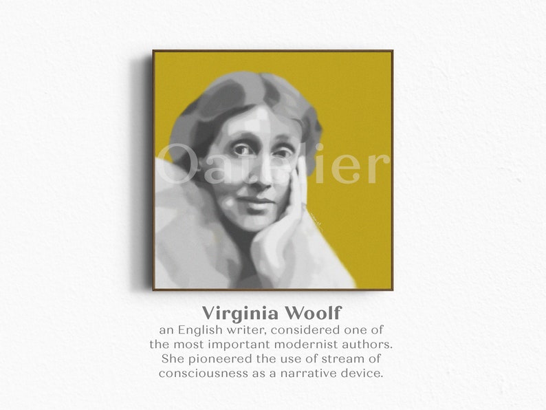 Hand-drawn Portrait of English Woman Writers Digital Drawing Wall Art ...