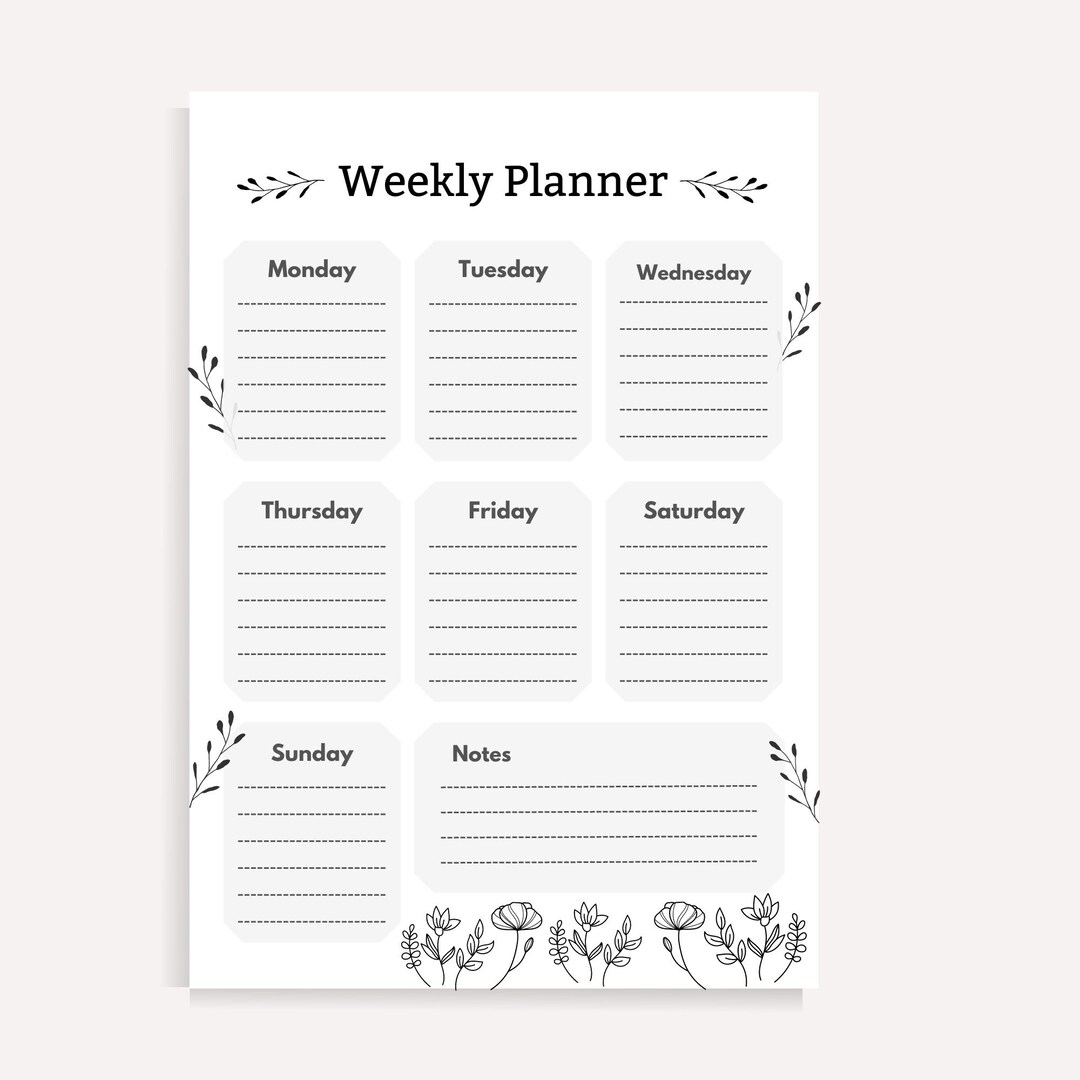 Weekly Planner Printable To Do List Etsy