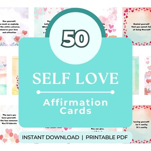 Self Love Affirmation Cards, Printable Affirmation Card Deck, Positive quote flash cards, Affirmations cards, Instant Download PDF
