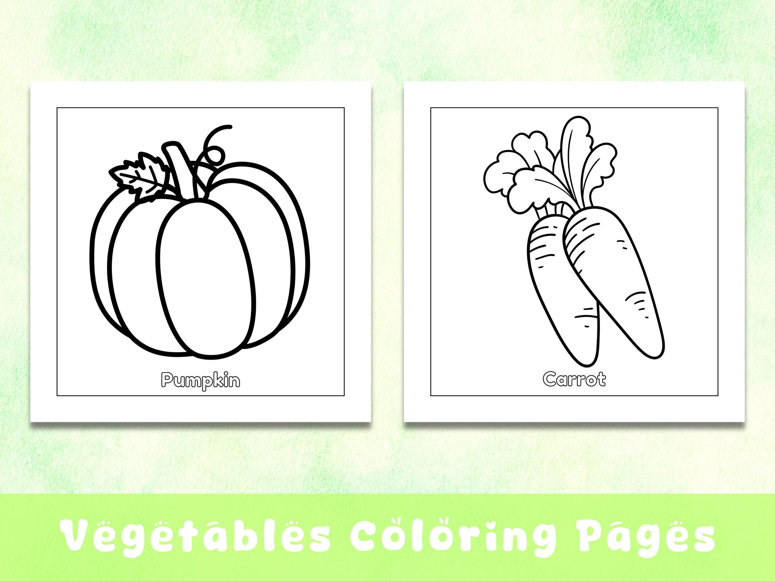 8 Vegetables Coloring Pages for Kids | Vegetables Coloring Pages | Kids ...