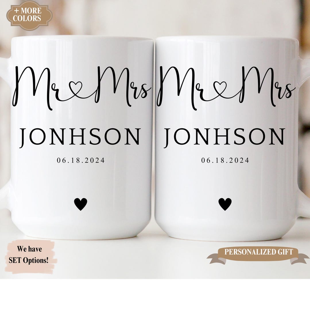 Personalized Mr & Mrs Coffee Mug Set: Engagement Cup - Etsy