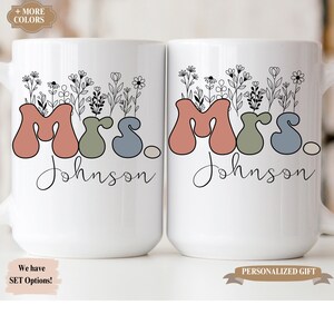 Personalized Mr & Mrs Coffee Mug Set: Engagement Cup