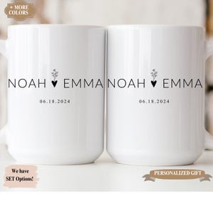 Personalized Mr & Mrs Coffee Mugs: Engagement Cup Set