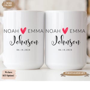Personalized Mr & Mrs Coffee Mugs: Engagement Cup Set