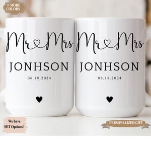 Personalized Mr & Mrs Coffee Mugs: Engagement Cup Set