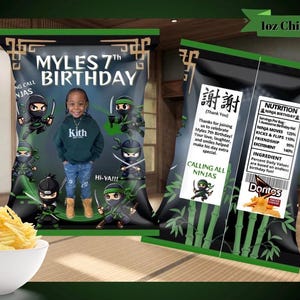 Ninja Theme Chip Bag Wrapper | Personalized Chip Bags |  Party Favors