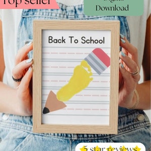 Back to School Footprint Art Printable | Back to School Craft for Kids | Activity Keepsake Gift | Pencil Footprint Craft -top seller