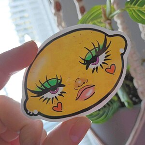 Sticker esthétique rétro Sourpuss Sticker fruit funky citron