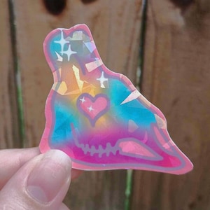Giraffe Skull Holographic Sticker - Giraffe Skull Sticker - Animal Skull Art - Cute Kawaii