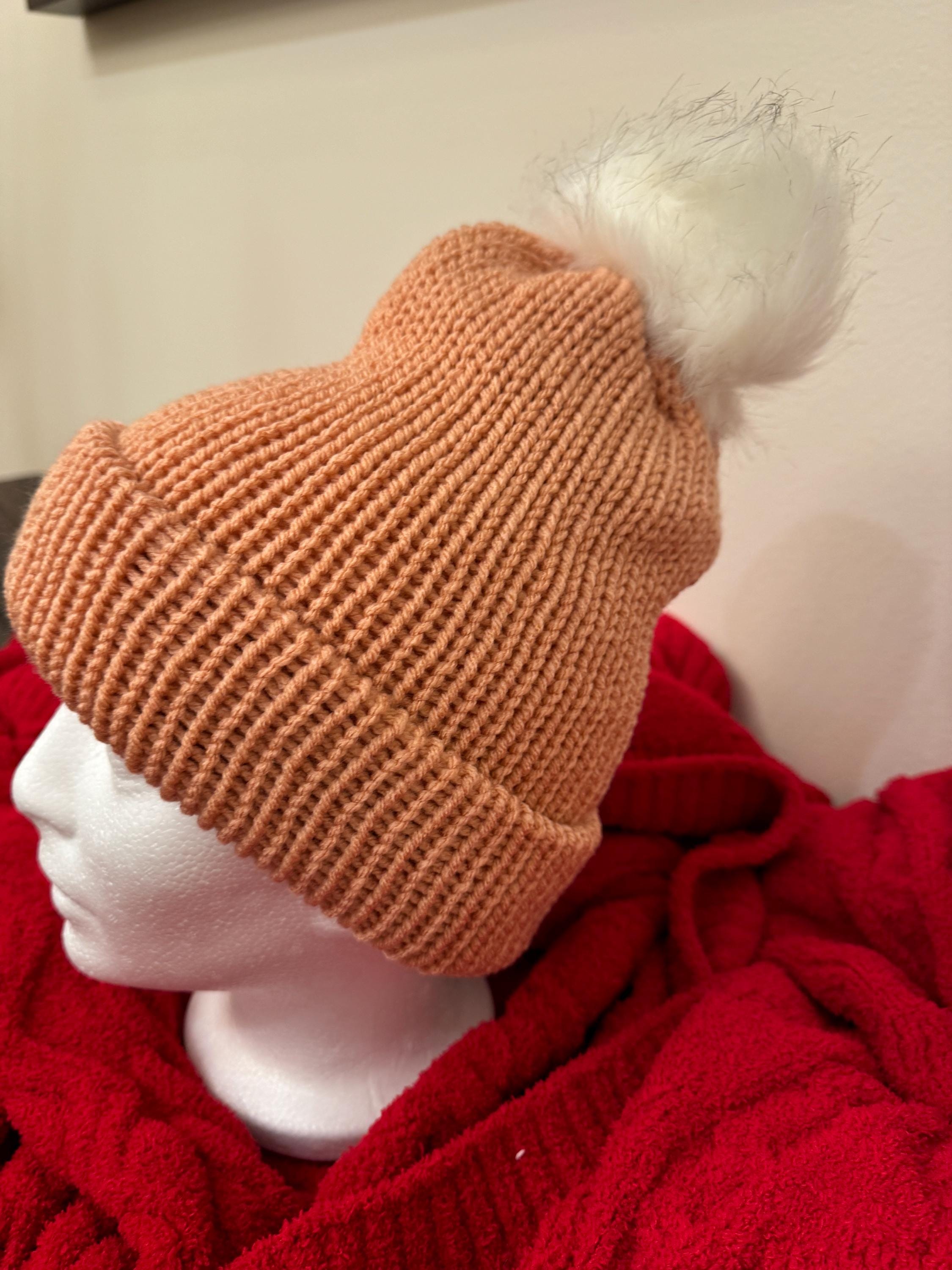Women\'s French Style Double Layer Warm and Soft Knitted Beanie Hat Orange Brown Women Knitted Hat, Women Messy Beanie, Women Winter Hat  main image 3