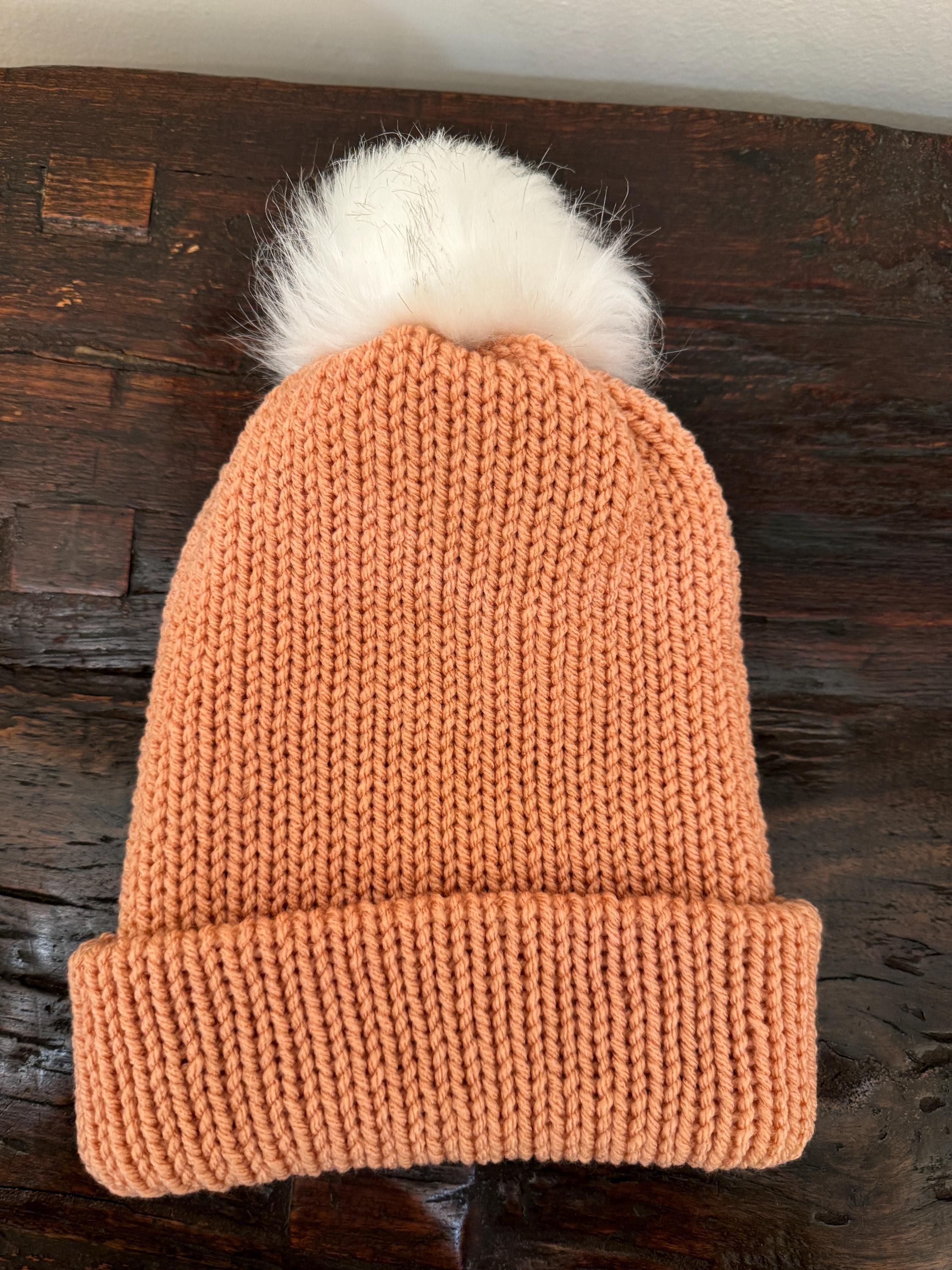 Women\'s French Style Double Layer Warm and Soft Knitted Beanie Hat Orange Brown Women Knitted Hat, Women Messy Beanie, Women Winter Hat  main image 4