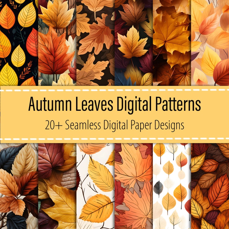 Autumn Leaves 20+ Digital Paper Bundle, Leaves Seamless Pattern, Fall ...