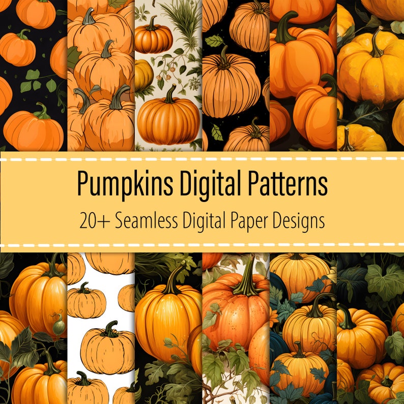 Pumpkins 20 Digital Paper Bundle, Pumpkins Seamless Pattern, Pumpkin ...