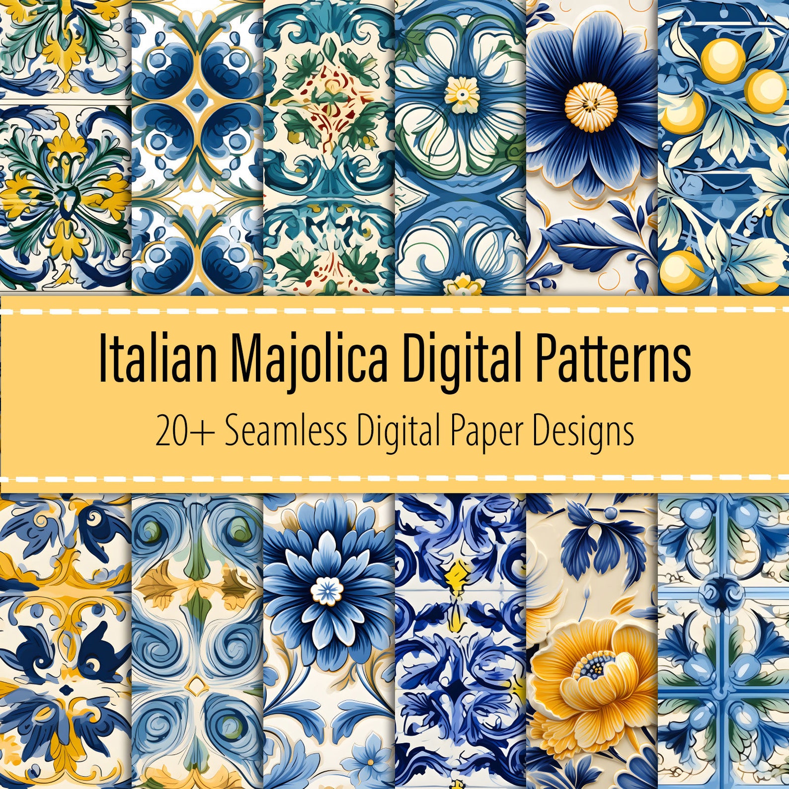 Italian Majolica 20+ Digital Paper Bundle, Majolica Seamless Pattern ...