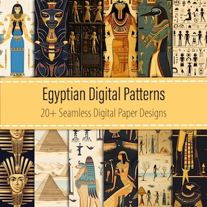 Egyptian 20+ Digital Paper Bundle, Egypt Seamless Pattern, Hieroglyphics Digital Paper, Egypt Digital Pattern, Scrapbook, Printable Download