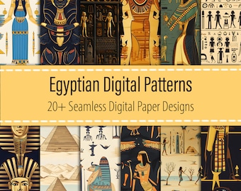Egyptian 20+ Digital Paper Bundle, Egypt Seamless Pattern, Hieroglyphics Digital Paper, Egypt Digital Pattern, Scrapbook, Printable Download