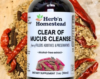 Mucus Cleanse Electric Alkaline Phlegm Buster | Organic Herbal Respiratory Lung Detox Tincture | 2 oz.