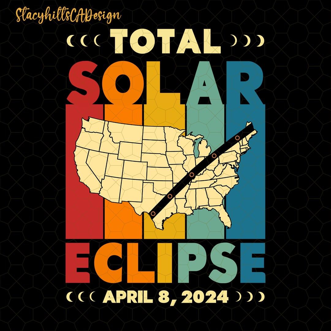 Total Solar Eclipse April 08th 2024 USA Map Png, Eclipse Vintage Png