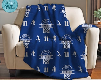 Personalized boys basketball blanket personalized blanket sports blanket custom blanket boys blanket gift for him basketball blanket name