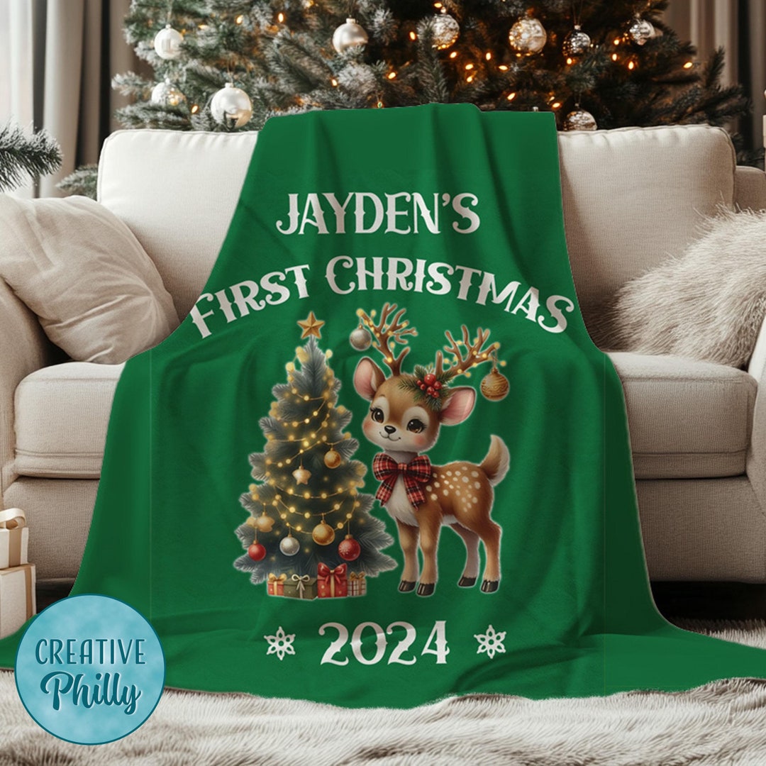 Baby's First Christmas Blanket Custom Baby Blanket Personalized ...