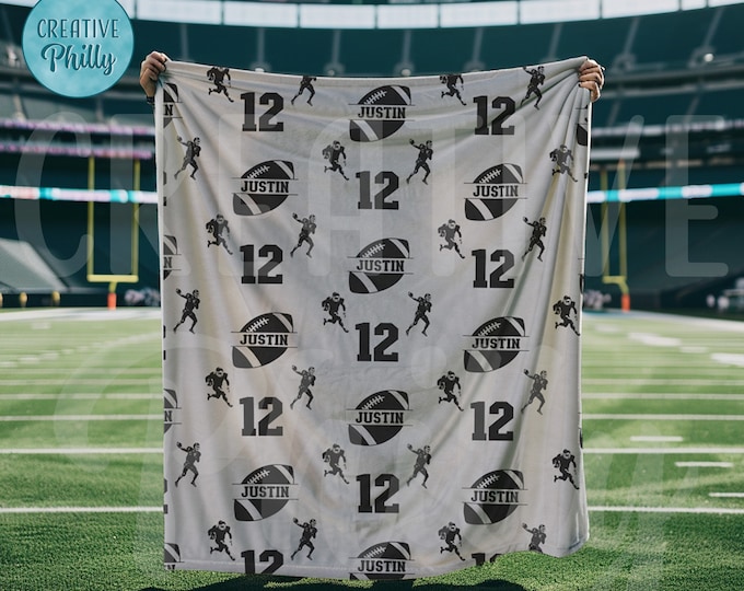 Personalized football blanket personalized blanket sports blanket custom blanket Custom football blanket sports mom gift custom team gift