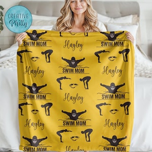Personalized Swim blanket Aqua Sports Blanket Custom Blanket Swim Team Gift Swim Mom Mother&#39;s Day Gift Swimmer Gift For Swimmer Swimming