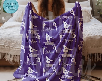 Personalized girls gymnastics blanket personalized blanket sports blanket custom blanket girls blanket gymnastics team gift gymnastics mom