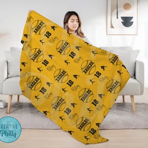 Personalized softball blanket personalized blanket sports blanket custom blanket girls blanket gift for her gift for sports mom softball YELLOW