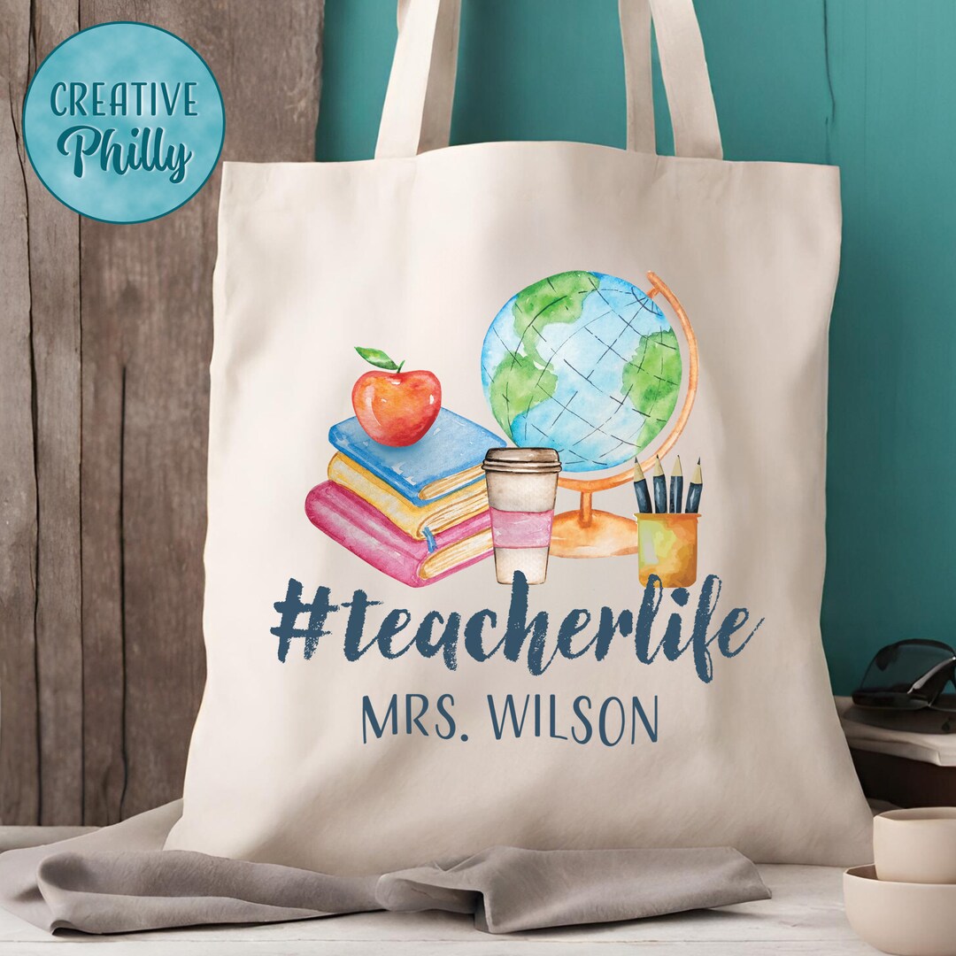 Personalized Teacher Tote Custom Teacher Tote Custom Tote Bag Custom ...