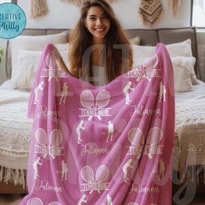 Personalized Girls Tennis Blanket Sports Blanket Custom Blanket Tennis Team Gift Tennis Player Tennis Gift Mens Tennis Mom Team Tennis Gift