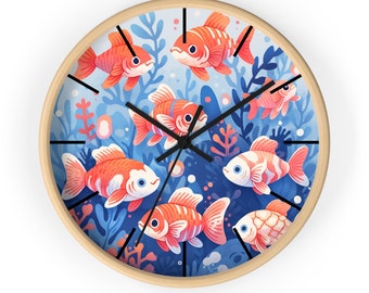 Boys Room Decor Ocean Goldfish Deep Sea Art Gift Idea Wall Clock