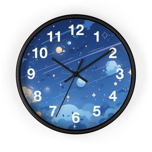 Anime Space Night Cartoon Kids Art Gift Idea Reloj de pared