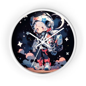 Anime Space Astronaut Cartoon Kid Art Idea de regalo Reloj de pared