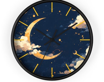 Space Starry Night Moon Art Gift Idea Wall Clock