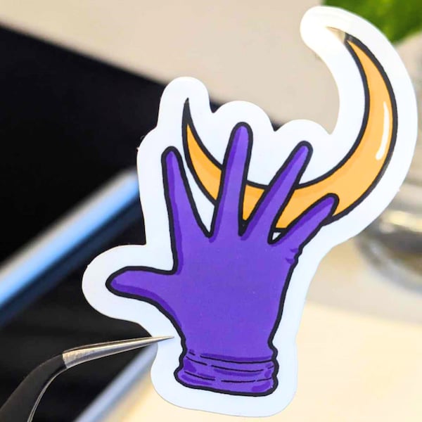 Gloved Moon Hand | Waterproof Vinyl Sticker | Science gifts for biomedical biology chemistry students