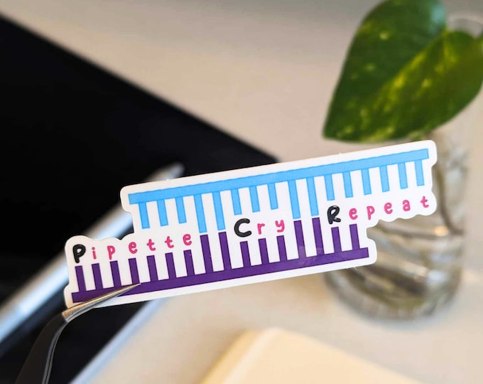 PCR Pipette Cry Repeat | Waterproof Vinyl Sticker | Funny Science Gifts ...