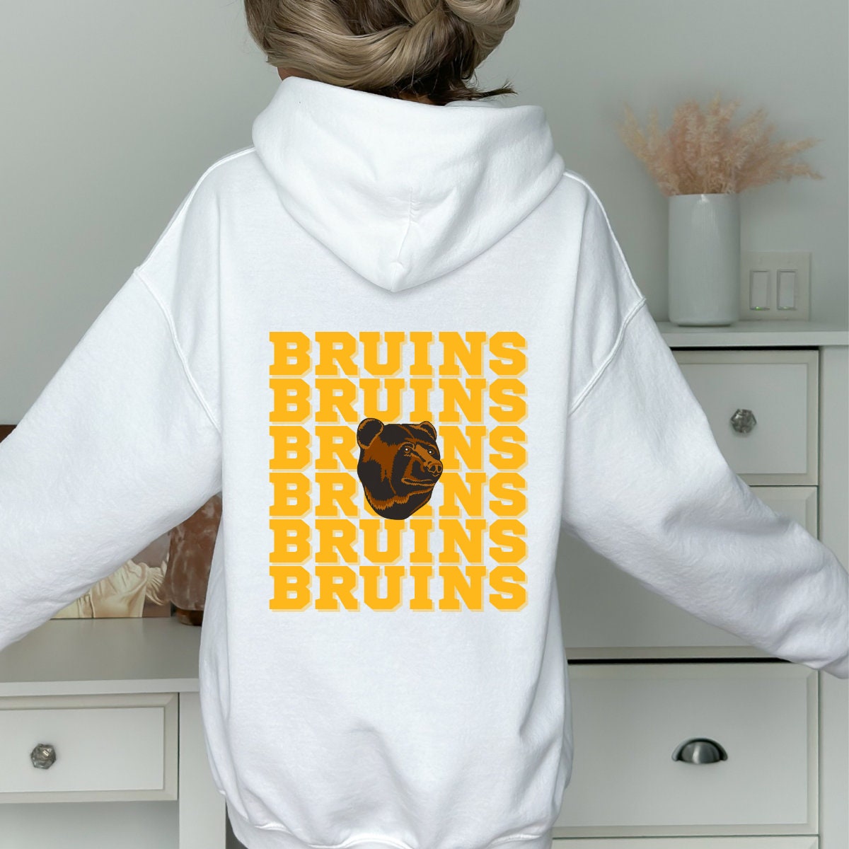 Boston Hockey Vintage Bruins Style Hoodie Hooded Sweatshirt Mens Medium  FREESHIP