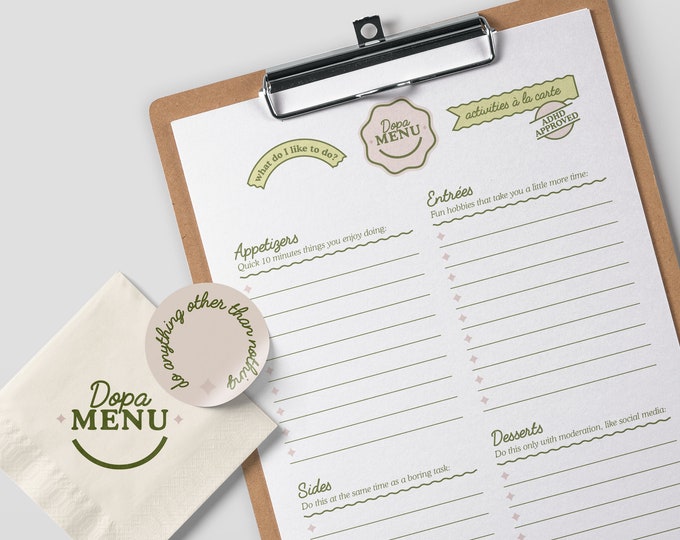 Dopamine Menu Printable Dopa Menu ADHD Tracker ADHD Vision Board Dopamine Menu Printable Dopa Menu ADHD Tracker ADHD Vision Board