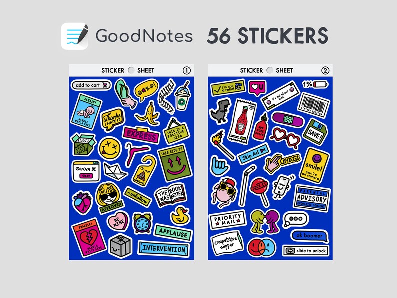 PRECROPPED Goodnotes Stickers FUN PACK ' Stickers for Etsy