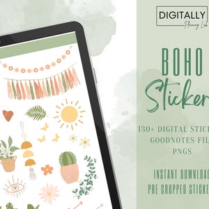 Boho Digital Stickers | GoodNotes Stickers | PNG | Digital Planning | iPad Planning Stickers | Pre-cropped Stickers | Everyday Planning