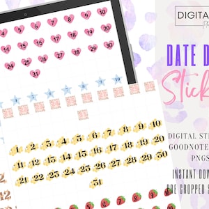 Date Dots Stickers 2| GoodNotes Stickers | PNG | Digital Planning | iPad Planning Stickers | Pre-cropped Stickers | Everyday Planning