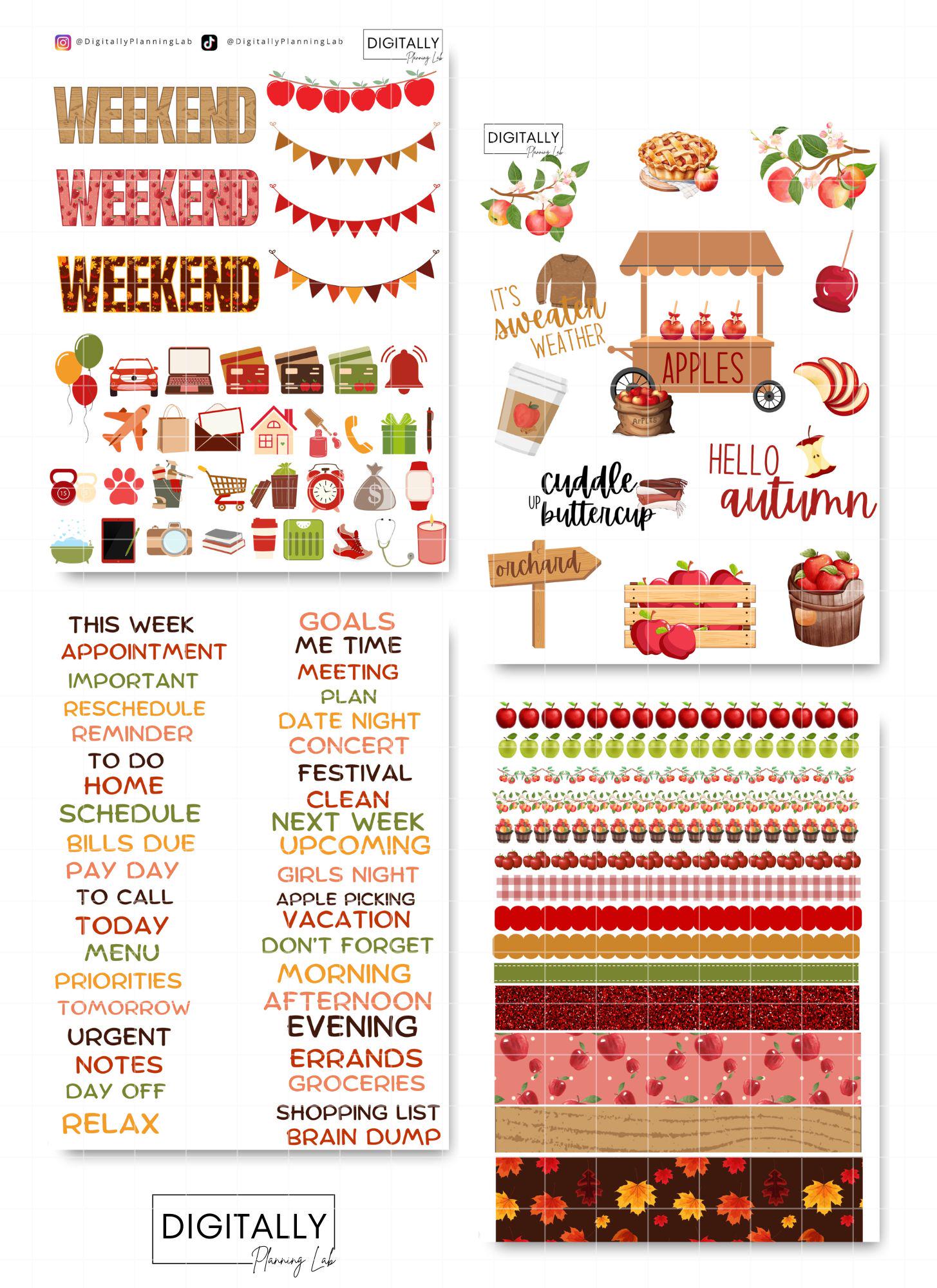 Apple Orchard Stickers Pack| Goodnotes, Notability, Noteshelf, Xodo ...